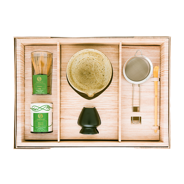 Signature Collection Set | Organic Green Tea, Spouted Bowl, Whisk, Scoop, Stand, Strainer